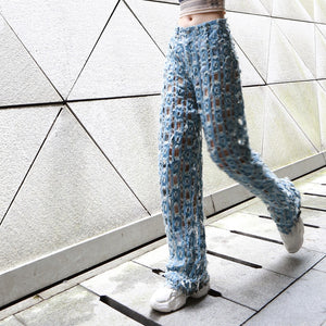 Retro Hole  Loose  Denim Pants