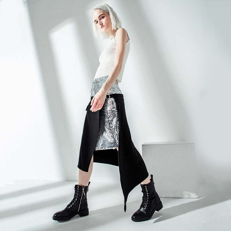 Asymmetrical Glitter Skirt
