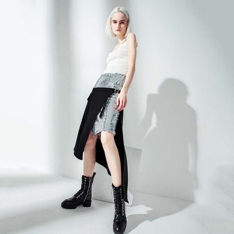 Asymmetrical Glitter Skirt