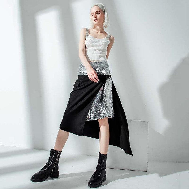Asymmetrical Glitter Skirt