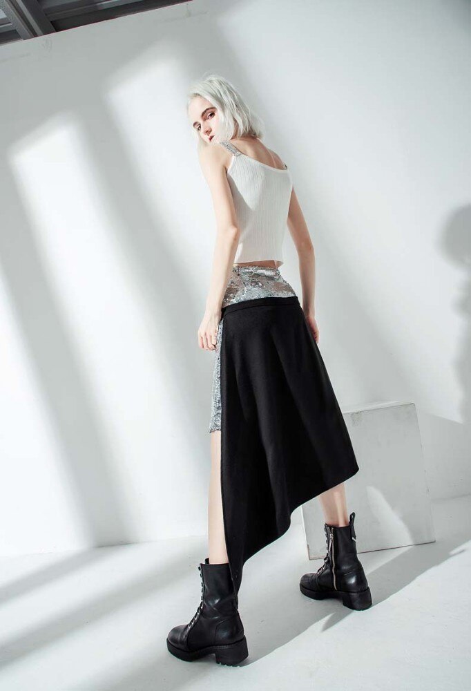 Asymmetrical Glitter Skirt