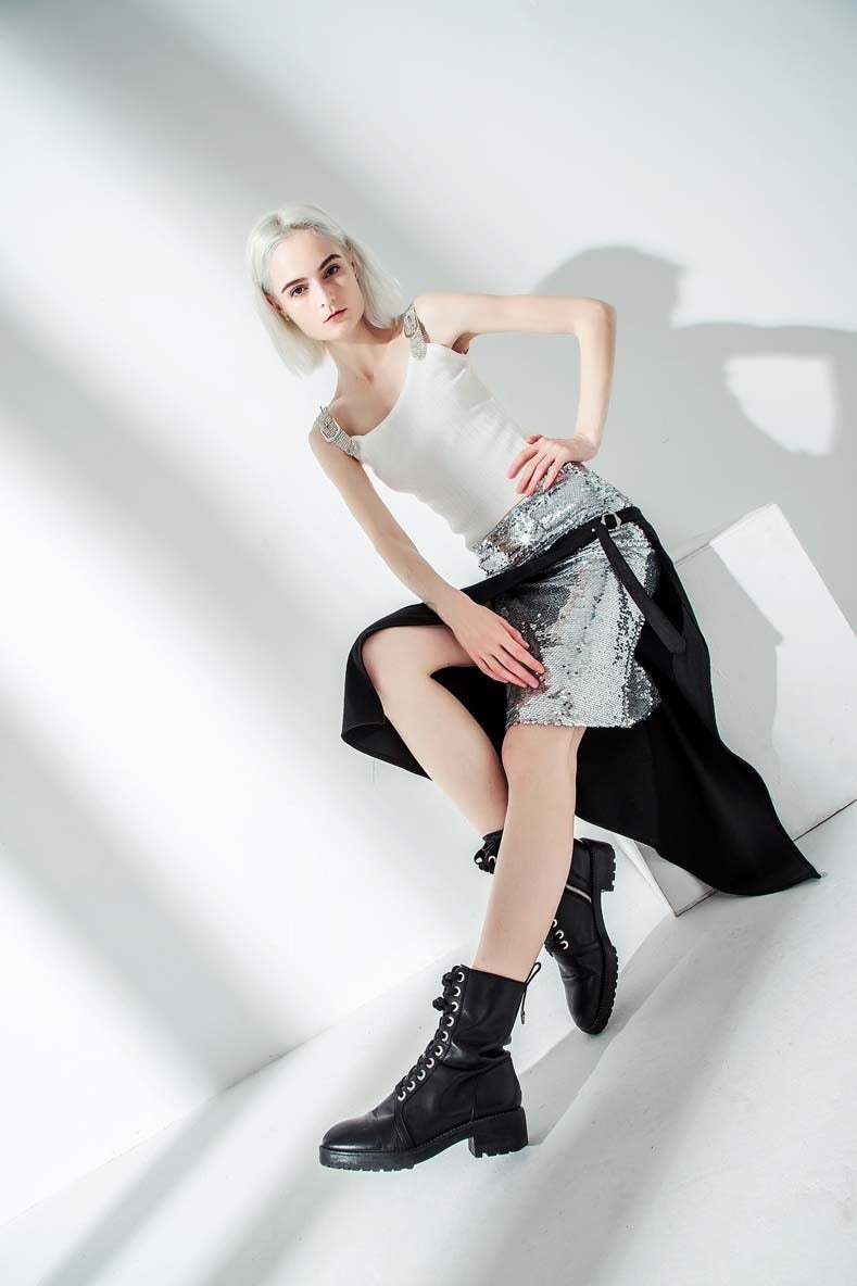 Asymmetrical Glitter Skirt