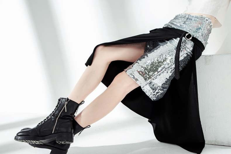 Asymmetrical Glitter Skirt