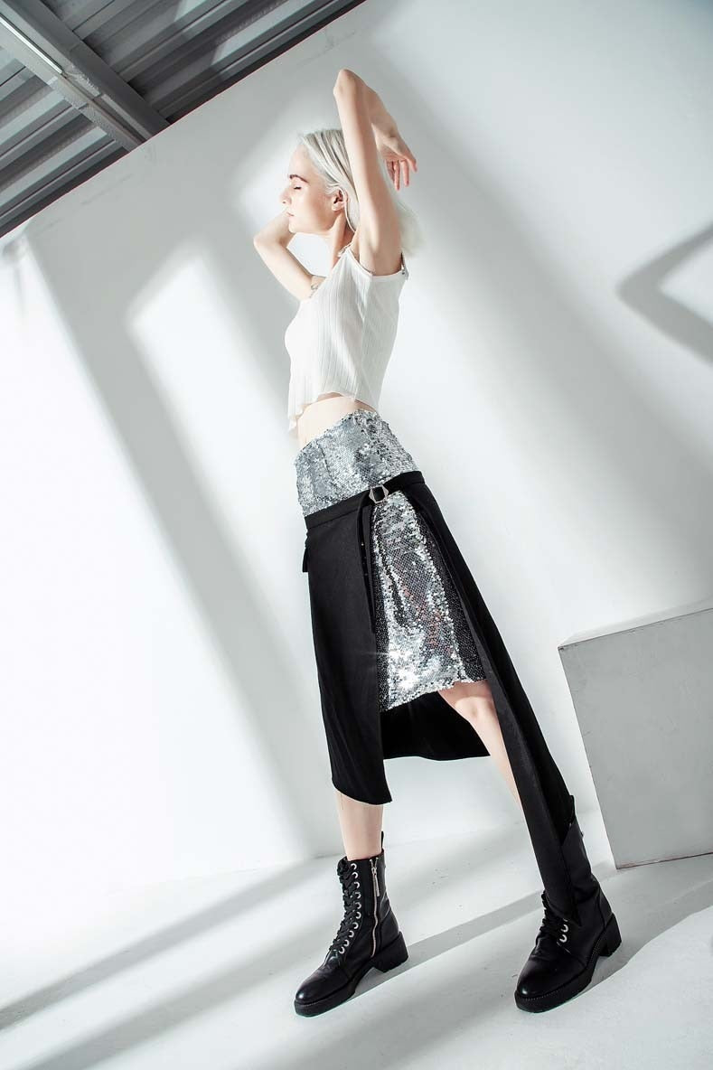 Asymmetrical Glitter Skirt