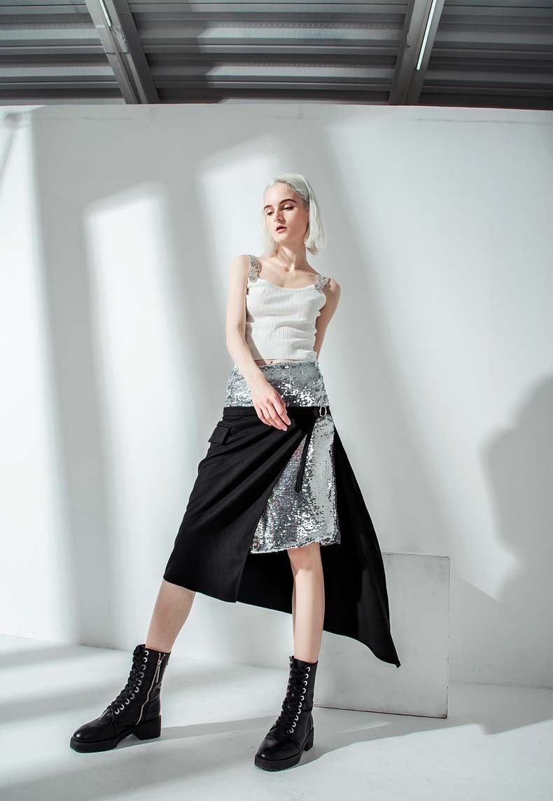 Asymmetrical Glitter Skirt