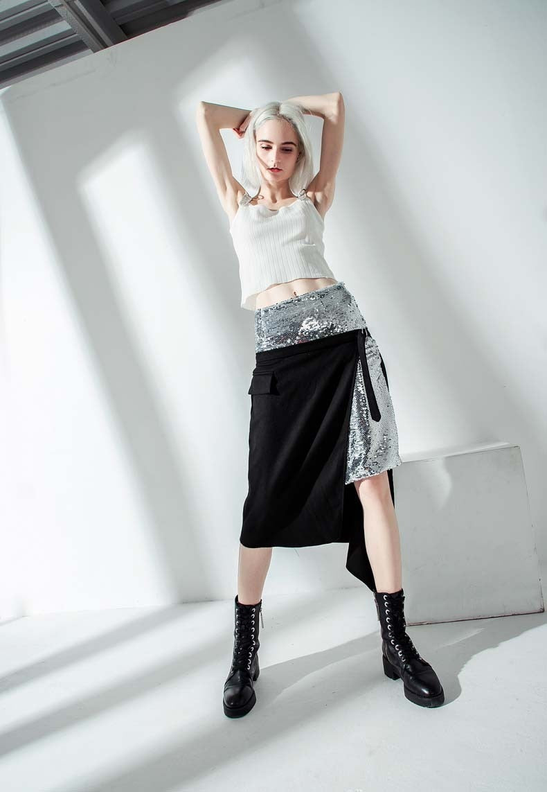 Asymmetrical Glitter Skirt
