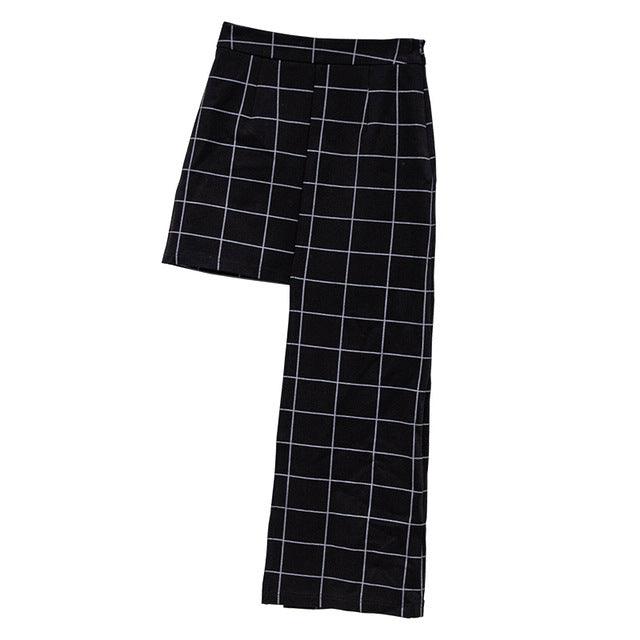Black Plaid Half-body Skirt