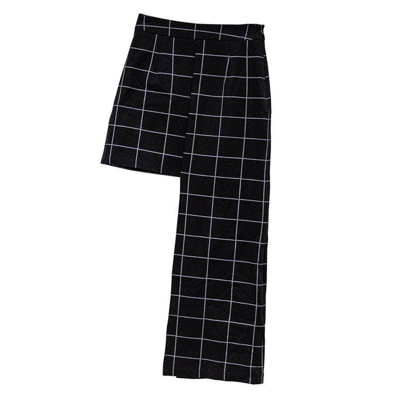 Black Plaid Half-body Skirt